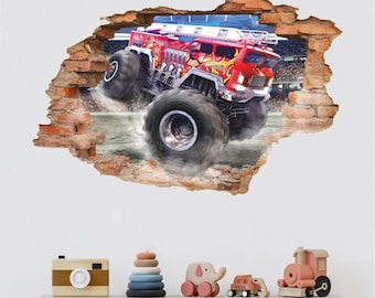 Muursticker Monster Truck: muurkunst jongenskamer