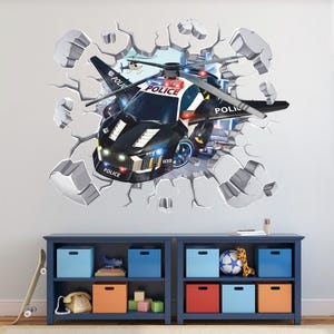 Flying Police Wall Decal, Police Cars Wall Sticker, Police Chase, Race, Wall Tattoo, Wall Art, Decor 02