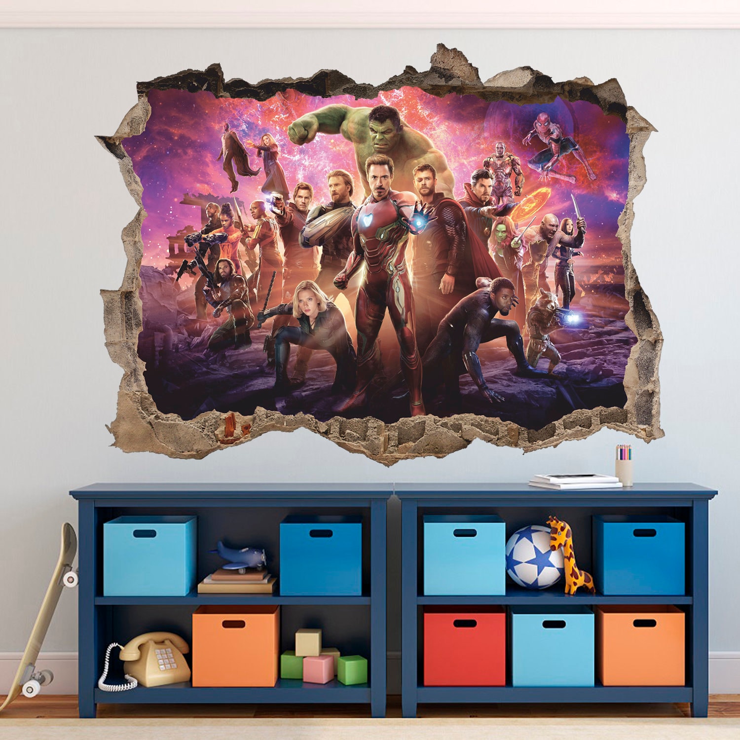 Superheros 3D Wall Decal, SuperHero Wall Sticker, Wall Tattoo, Wall Art, Decor