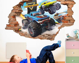 Personalized Monster Truck Wall Decal: Custom Name Wall Art