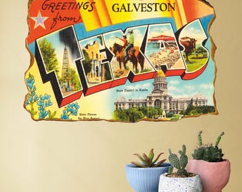 Texas Retro Postcard Wall Decal: Wall Sticker Art
