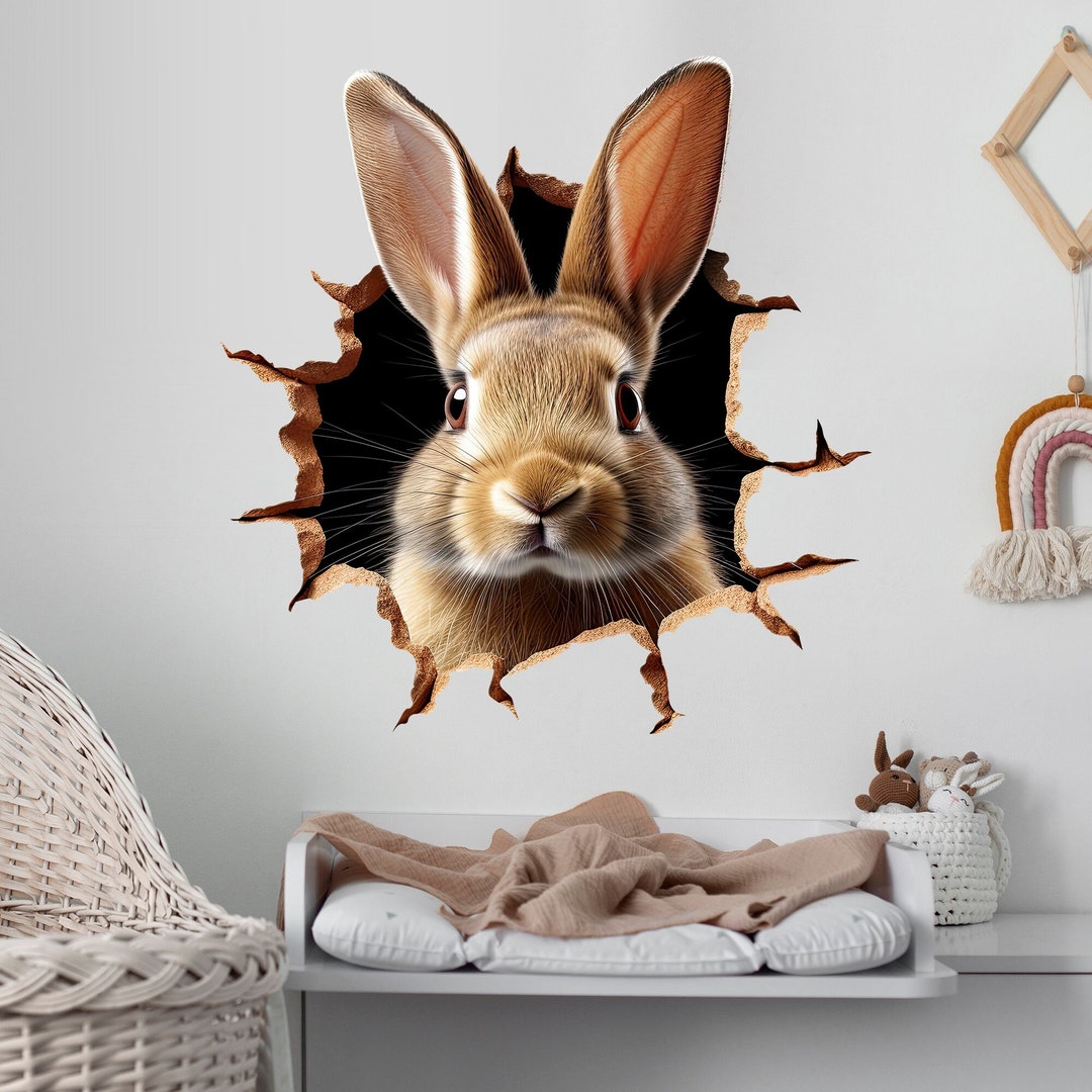 Bunny Wall Decal Rabbit Wall Sticker Animals Wall Tattoo Etsy