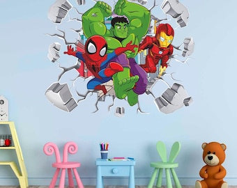 Superhelden Wandtattoo: Kinder Comics Wandkunst
