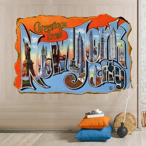 New York City Wandtattoo, Retro Postkarte Wandaufkleber, Wandtattoo, Wandkunst, Dekor
