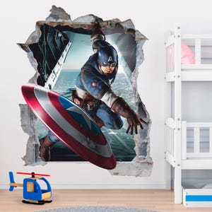 Superhero 3D Wall Decal, Superheroes Wall Sticker, Captain, Wall Tattoo, Wall Art, Decor