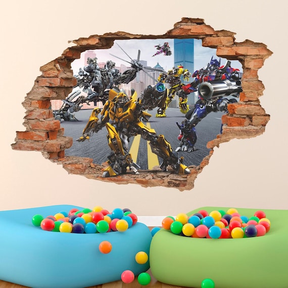 Robot Battle Wall Decal: Boys Room Decor