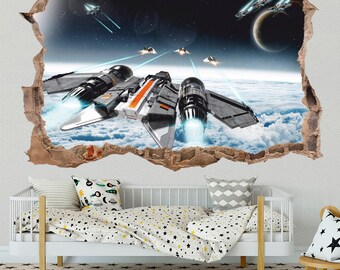 Starship Wall Decal: Spacecraft Wall Tattoo Art