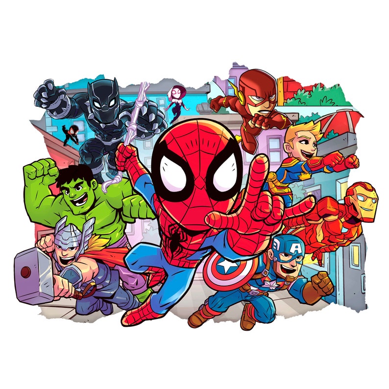 Superhelden Wandtattoo, Kinder Superhelden Wandsticker, Comics Wandtattoo, Wandkunst, Dekor Bild 2