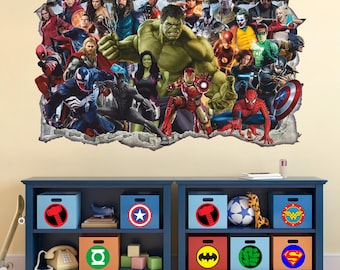 Superheroes Wall Decal: Comic Heroes Wall Art 001