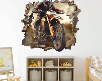 Motorcross Bike Wall Decal: Sport Race Wall Art
