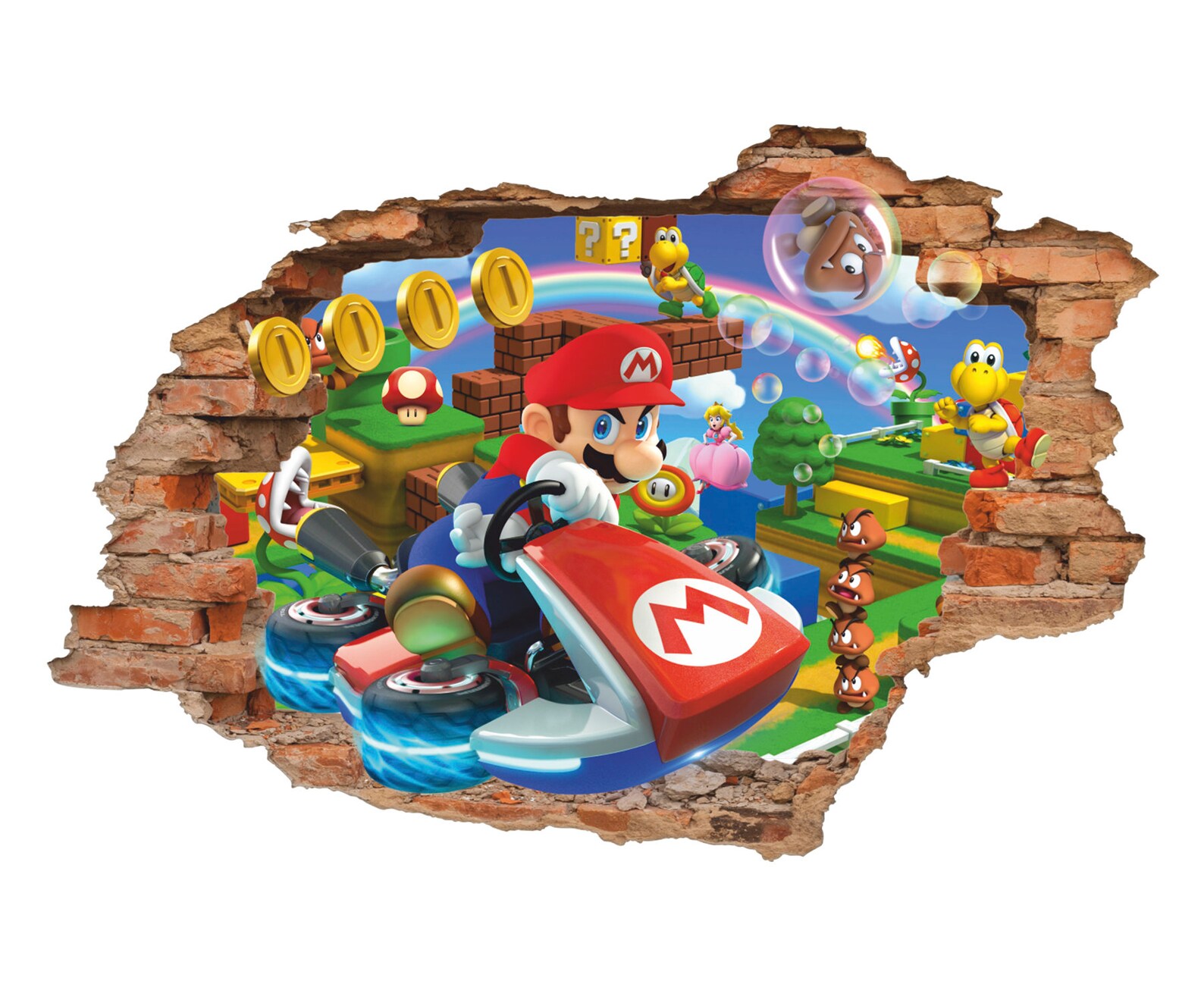 Mario 3D Wall Decal Kart Wall Sticker Removable Vinyl Etsy UK