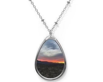 Arizona Desert Art Necklace, Sunset Photo Pendant, Desert Landscape Photo Necklace, Arizona Art Silver Jewelry, Nature Lover Gift