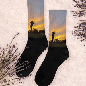 Sunrise Golf Socks, Photo Socks for Men and Women, Unique Golf Gifts, Custom Golf Lover Gift, Golf Accessories