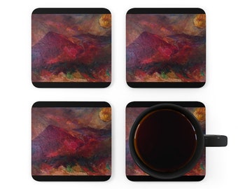 Posavasos de corcho con diseño de montaña: regalos abstractos para la decoración del hogar