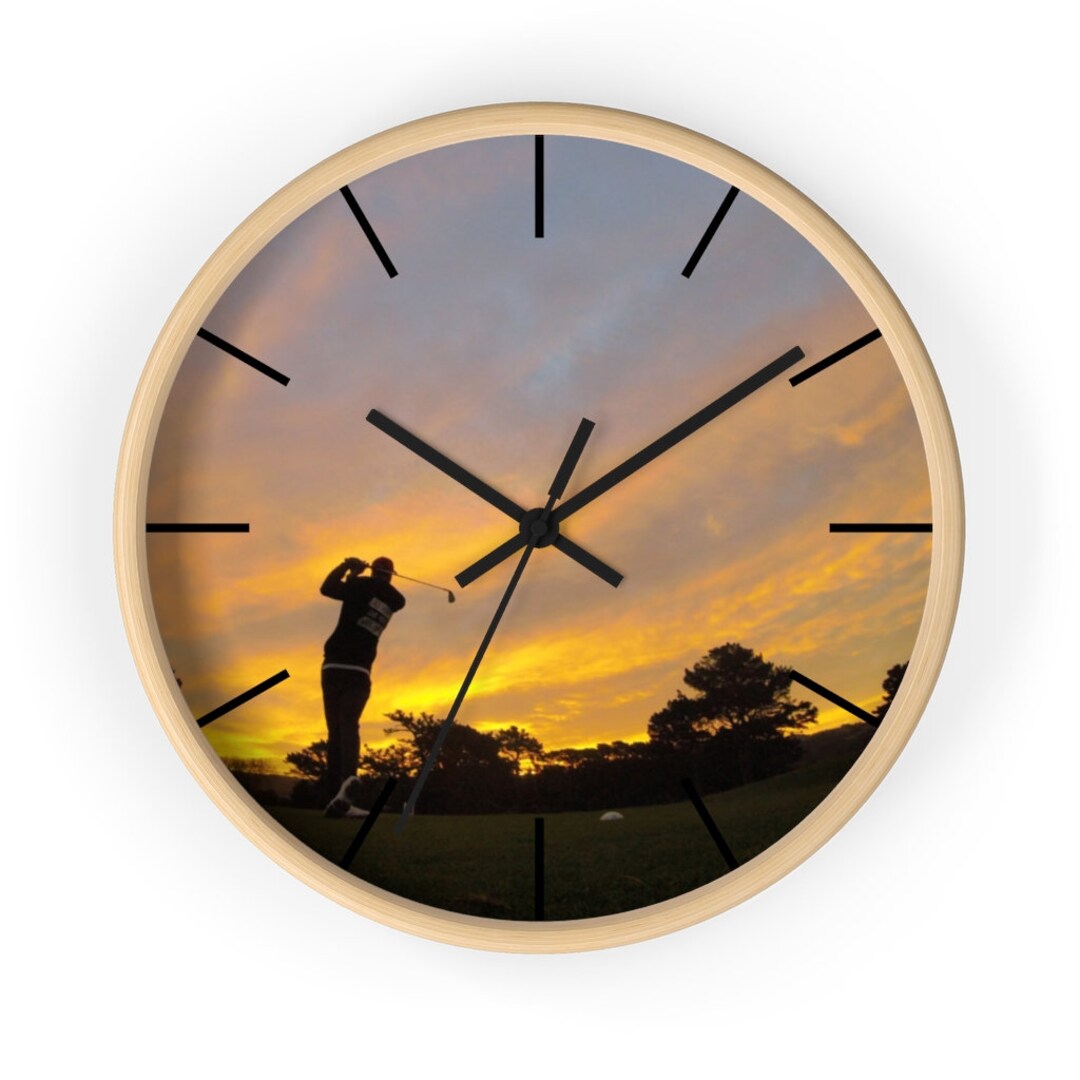 Wooden Golf Wall Clock, Modern Golf Photo Clock, Golfing Wall Decor