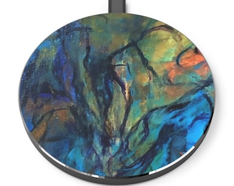 Abstract Art Wireless Charger, Original Art Print Phone Charger, Modern Art Office Gifts, Wireless Charging Pad