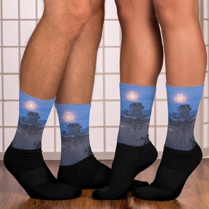 Pink Moon Custom Socks, Moon Phases Crew Socks, Nature Lover Gift, Pink Moon Designer Socks, Nature Photography Gifts, Cool Stuff