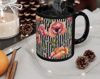 Poppies Coffee Mug, Poppy Flower Beverage Mug, Floral Ceramic Mug, Floral Mug Gift,  Nature Lover Gifts, Gardening Gifts