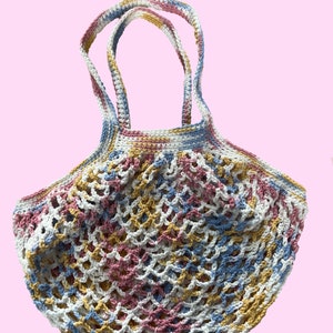 Eco-Friendly Handmade Crochet Cotton Market Bag - Versatile Tote for Shopping, Beach, and More
