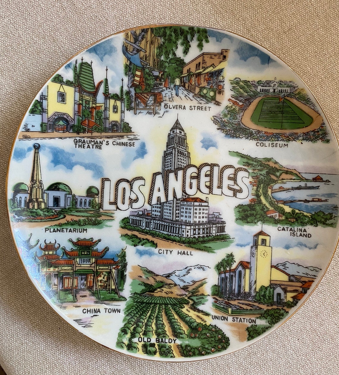 Mid century Los Angeles souvenir plate Etsy