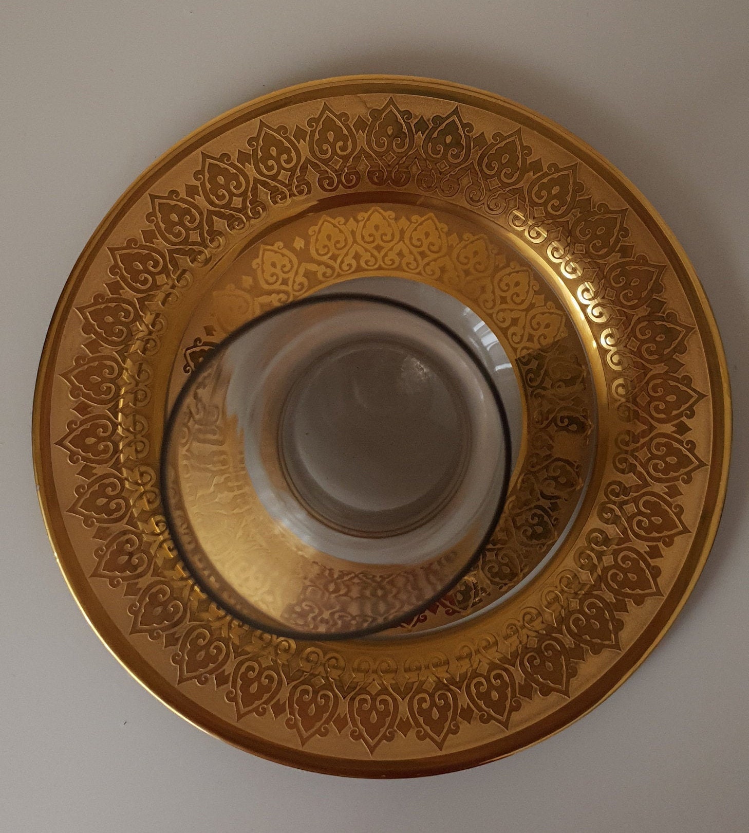 24 K Gold Plated Carved Glass Plate designed by Secel Özsoy Etsy