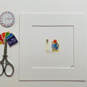 Postage Stamp Paddington Bear Themed Art/Vintage Postage Stamp Art 6X6 Unframed Art Art Without Label