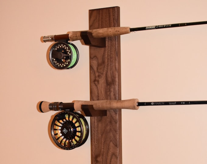 Hardwood Fly Rod Rack: Wall Mounted Fishing Rod Storage