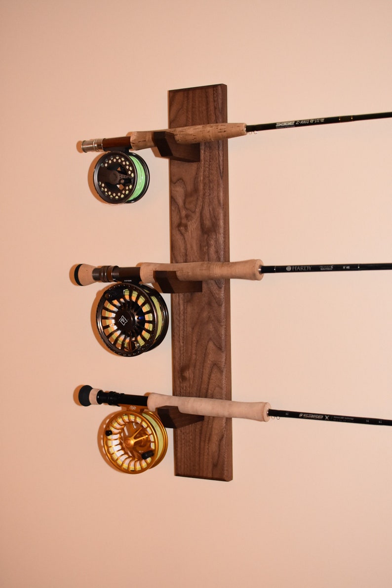 Custom Rod Storage Hardwood Fly Rod Rack: Wall Mounted Fishing Rod Storage - Etsy