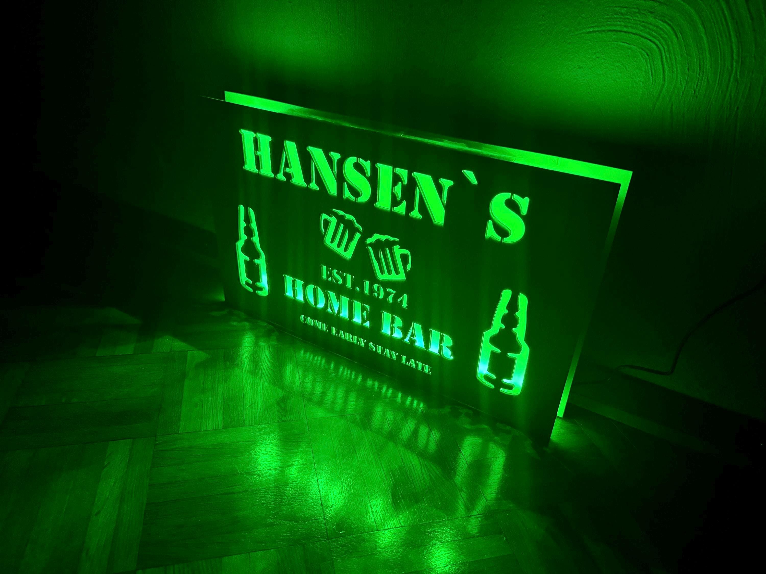 LED illuminated sign, advertising sign, bar, bar sign, advertising, advertising sign, lettering