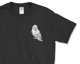 OWL T SHIRT / Owl Top / Owl Shirt / Birds Of Prey Shirt / Night Bird / Owl Chest Logo Tee / Cute Womens Shirt Mens Tee