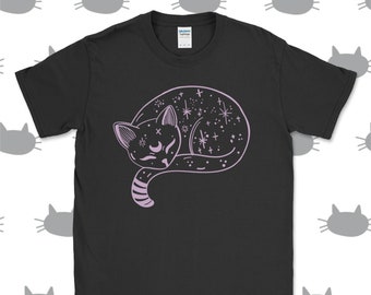 Cosmic Cat T-Shirt / Cat Shirt / Spiritual Tshirt / Spirit Animal / Cosmos Tee / Celestial Shirt / Mens Womens Boho Clothing / Childrens Tee