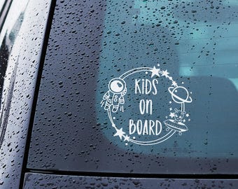 Kids On Board Space Decal – Rocket & Astronaut Vinyl Sticker for Cars, Vans, SUVs | Funny Child On Board Sign | UK Seller
