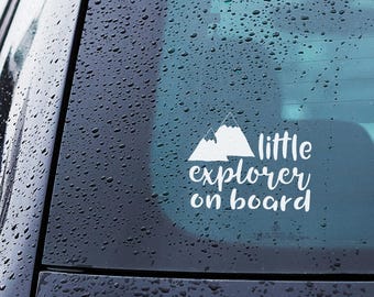 Little Explorer On Board Decal – Baby On Board Car Sticker – Mountain Adventure Vinyl Sign – Nature Baby Safety Warning – Outdoor Window