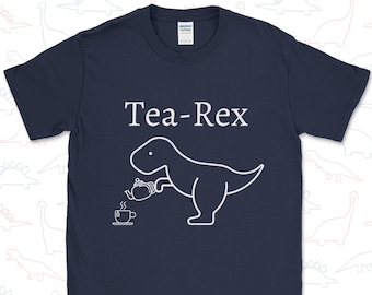 Tea Rex, heren-T-shirt, dinosaurus herenshirt, grappige grap, Jurassic dinosaurus T-shirt ochtenddrankje koffie brouwen nieuwigheid cadeau aanwezig heren VK