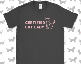 Camiseta de gato / Loca de los gatos certificada / Camiseta de gato / Camiseta de amante de los gatos / Animal espiritual / Loca de los gatos / Camiseta de gatito para mujer