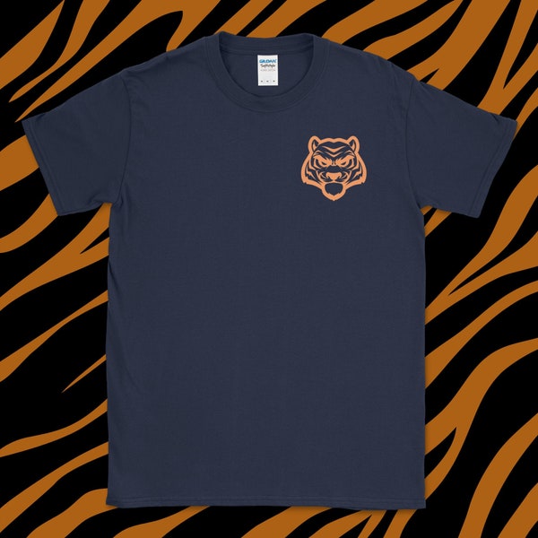 Tiger Shirt / Tiger T Shirt / Tiger Chest Logo Top / Big Cat Tee / Mens Womens Orange Feline Panthera Shirt