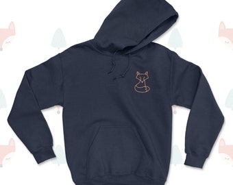 SUDADERA CON CAPUCHA DE ZORRO / Top de zorro / Sudadera con capucha de zorro linda / Sudadera con capucha Vulpine / Logotipo de zorro naranja en el pecho / Sudadera con capucha para hombre y mujer (Reino Unido) / Azul marino, negro, gris (Reino Unido)