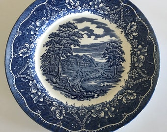9 x 12 Serving Platter Barratts Of Staffordshire Old English England Pink Red Transfer Ware Millpond Scene Classic Floral Border