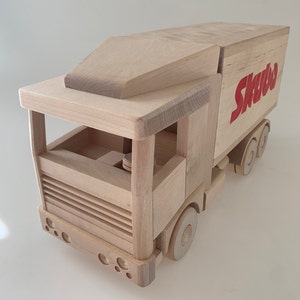 Handmade wooden truck Wooden toy truck Natural wooden truck model
