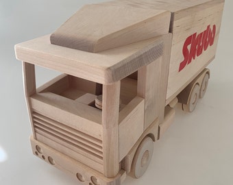 Handmade Wooden Toy Truck, Natural Wood Model