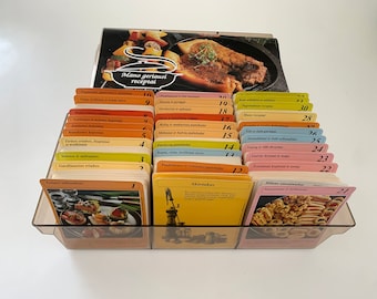 Set mit 2088 Vintage-Rezeptkarten. Kochkarten in einer Geschenkbox. Rezepte der Weltküche in litauischer Sprache. Geschenk für den Koch