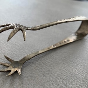 Antique silver sugar tongs British solid sterling silver 925 tongs Made in Birmingham 19th century