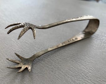 Victorian Sterling Silver sugar tongs Chicken leg  Birmingham 1862