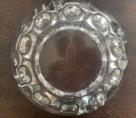 Vintage 1980s Ashtray With Olympic Symbol Moscow 1980 Olympic