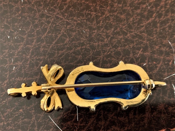 Vintage 1940s signed JOLLE Violin Brooch Gold tone an… - Gem