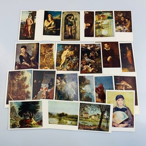 ensemble vintage de 22 cartes postales Chefs-d'oeuvre des écoles nationales de peinture d'Europe occidentale Cartes postales de la collection d'art de l'Ermitage