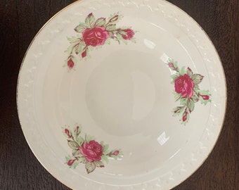 Plato hondo vintage Aynsley de porcelana fina, con borde rosa y dorado