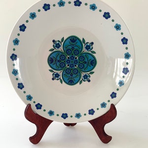 Vintage J&G Meakin Studio soup plate Blue floral bowl English retro ironstone 1960s