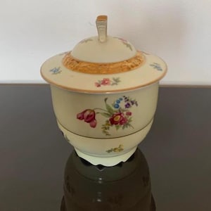 Vintage Bavaria Porcelain Pottery with Lid Hand-painted Floral Sugar Bowl  Germany dish 1950s-1970s Antique Decorative tableware