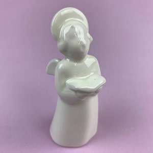 Vintage angel figurine Tabletop Angel Decor White porcelain Angel statue with book Small cute Angel figurine Home decor